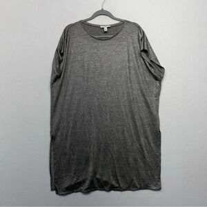 H Halston Metallic Blouse Tunic Gray XL